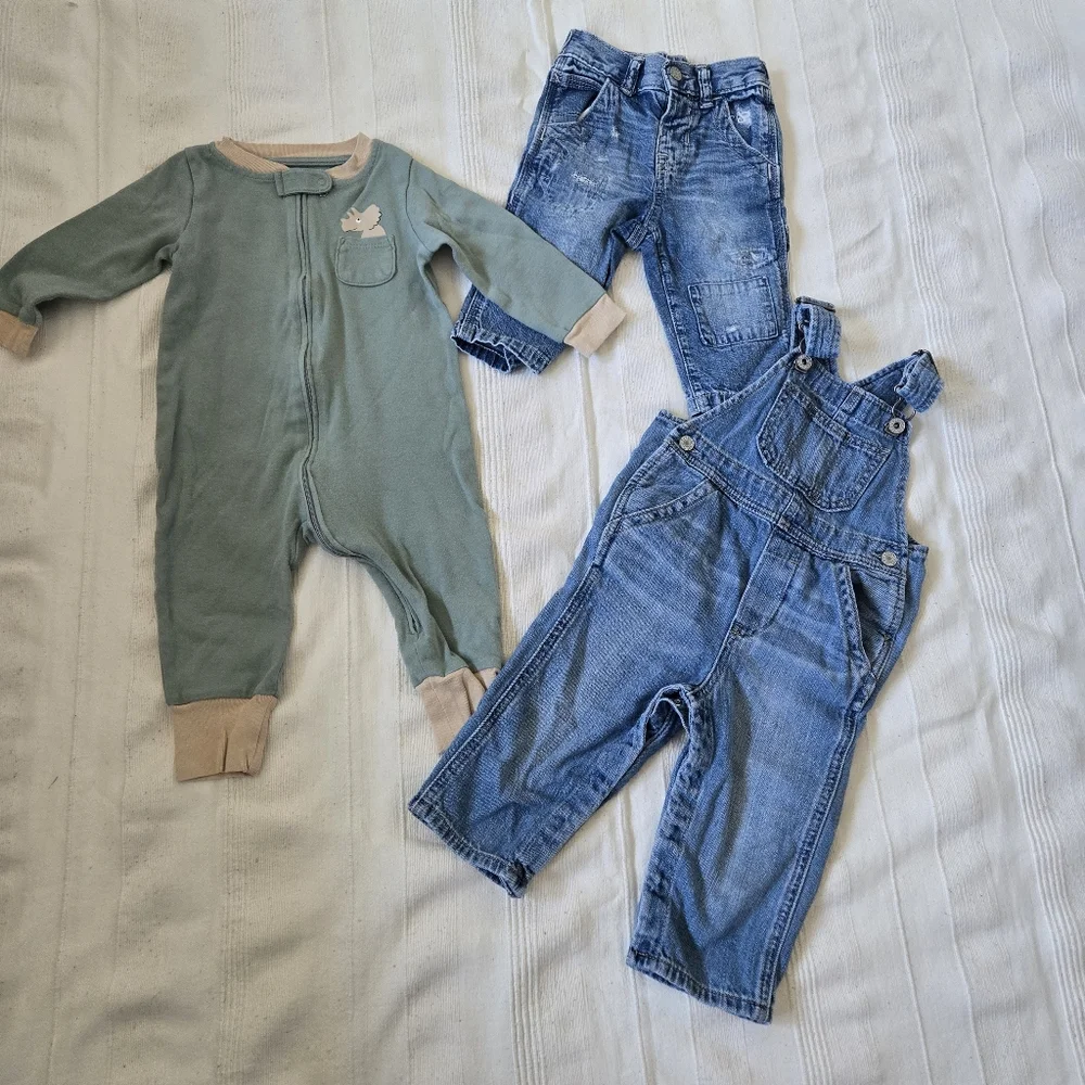 Baby Gap Lot Denim Overalls &‎ Distressed Jean Size 6-18 Month / Koala Onesie
